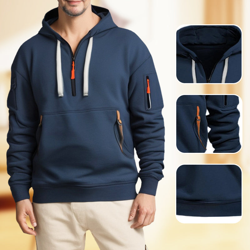 Sweat à Capuche Demi-Zip Décontracté Élégant pour Homme – Confortable