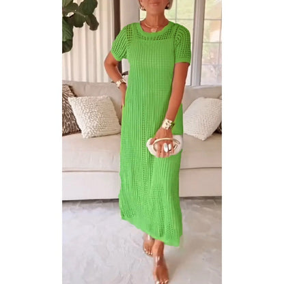 Ensemble Robe Maxi Tricotée à Découpes Femme – Robe Longue avec Couche Intérieure
