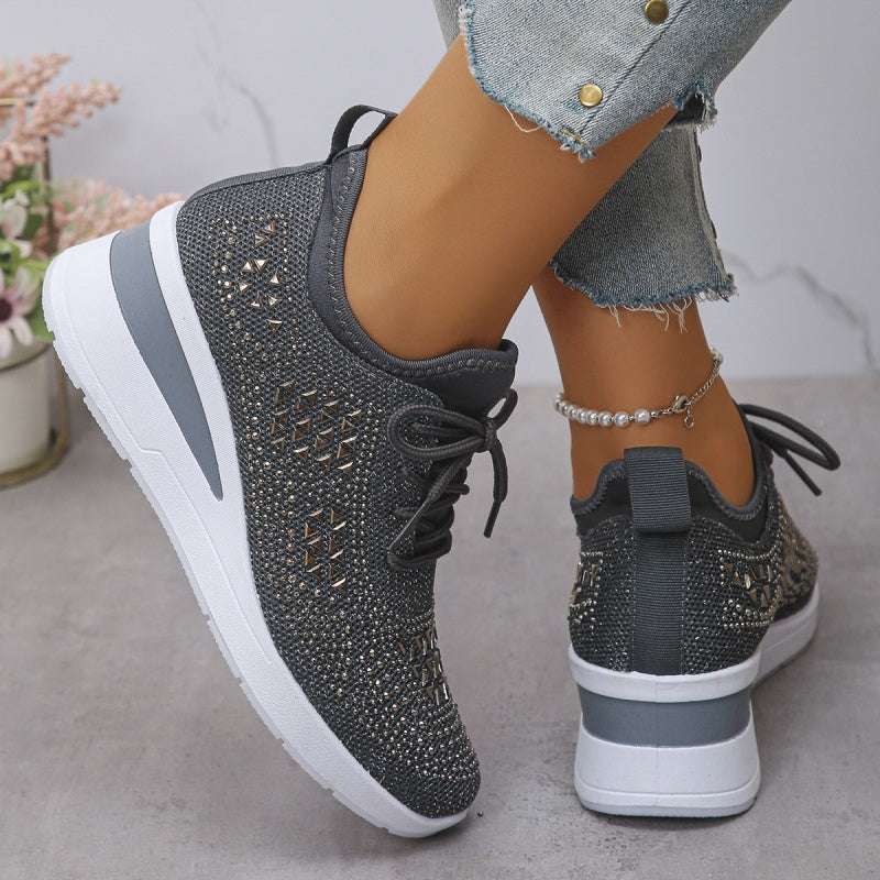 Baskets Orthopédiques Femme avec Soutien de la Voûte Plantaire et Strass – Confortables et Légères