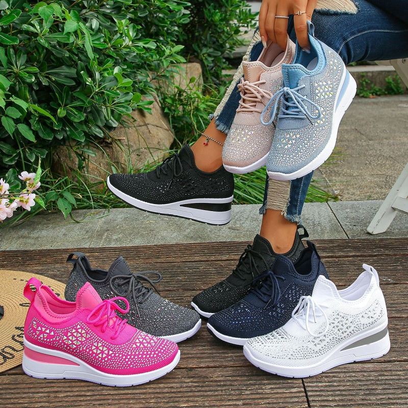 Baskets Orthopédiques Femme avec Soutien de la Voûte Plantaire et Strass – Confortables et Légères