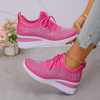 Baskets Orthopédiques Femme avec Soutien de la Voûte Plantaire et Strass – Confortables et Légères