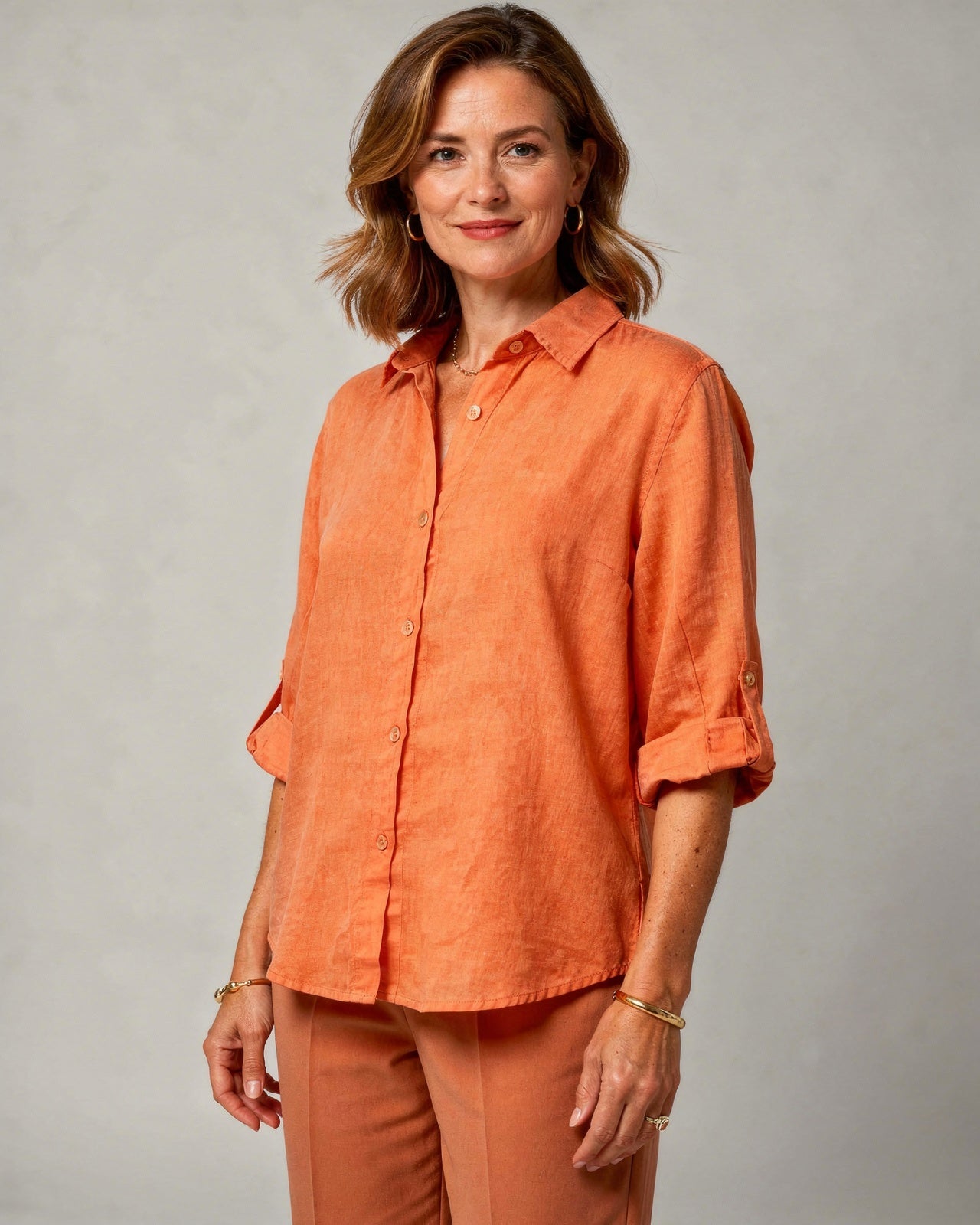 Blouse Oversize en Coton-Lin – Haut Femme à Manches Longues Décontracté
