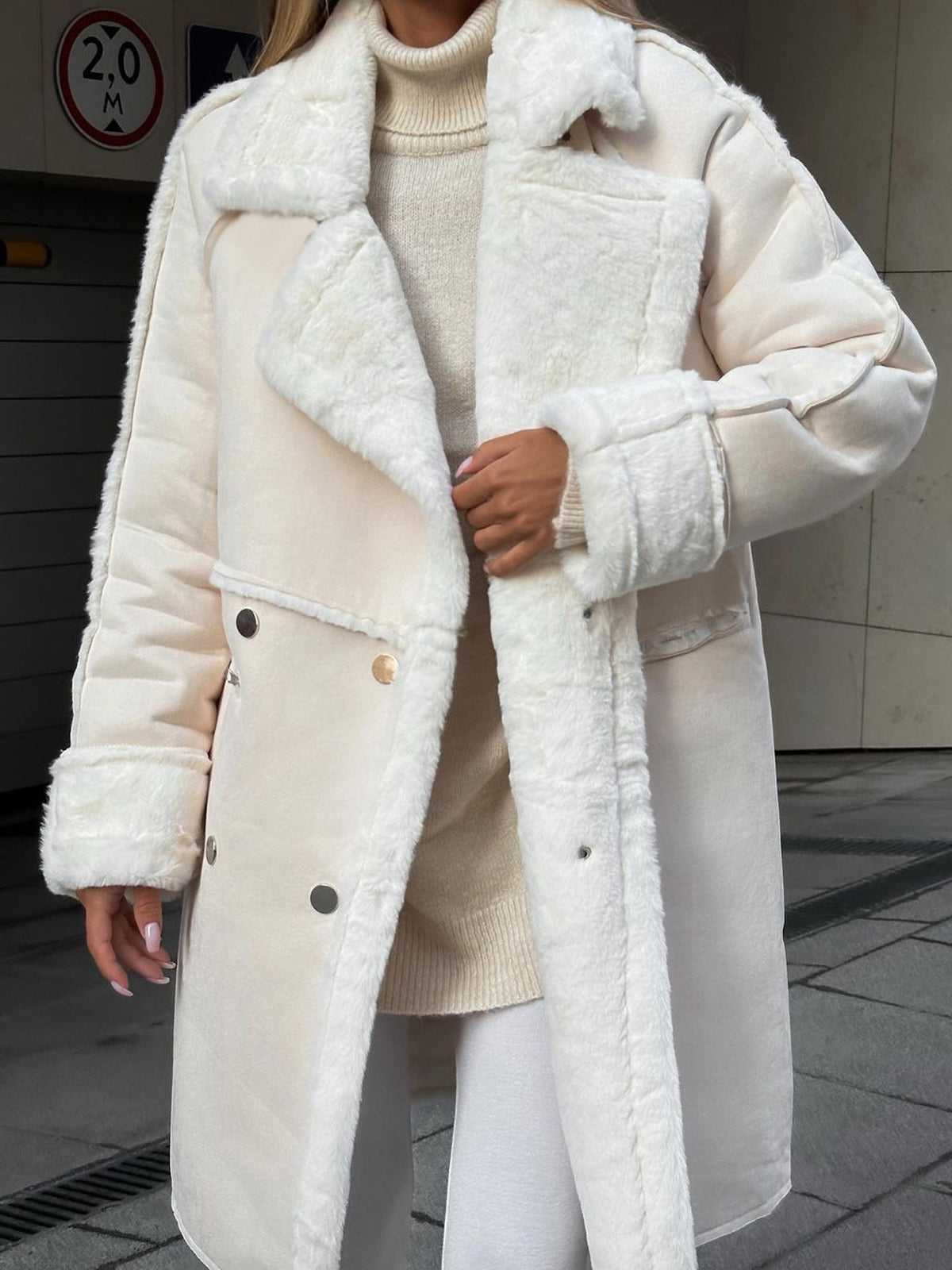 Manteau Long Teddy Élégant pour Femme – Manteau d’Hiver Oversize en Fausse Fourrure