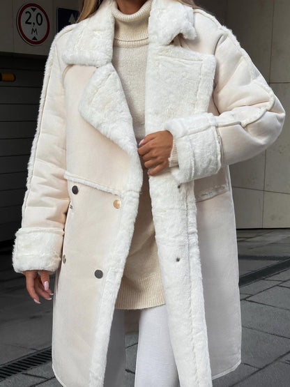Manteau Long Teddy Élégant pour Femme – Manteau d’Hiver Oversize en Fausse Fourrure