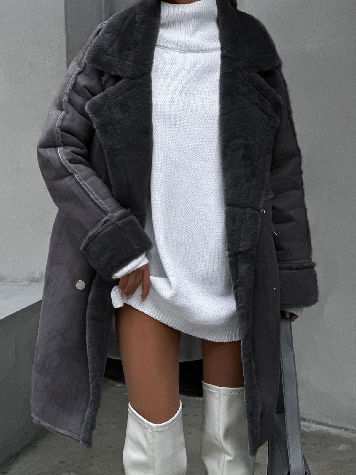 Manteau Long Teddy Élégant pour Femme – Manteau d’Hiver Oversize en Fausse Fourrure