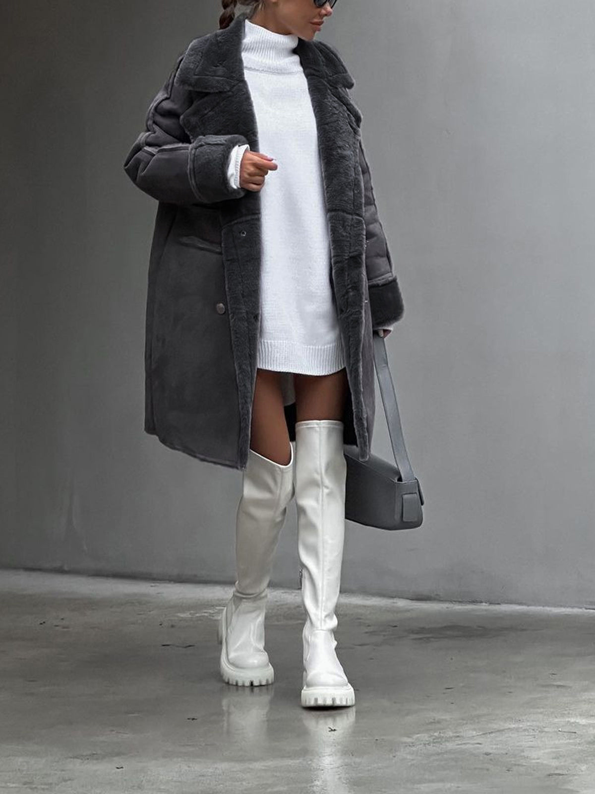 Manteau Long Teddy Élégant pour Femme – Manteau d’Hiver Oversize en Fausse Fourrure