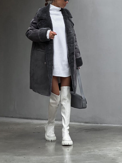 Manteau Long Teddy Élégant pour Femme – Manteau d’Hiver Oversize en Fausse Fourrure