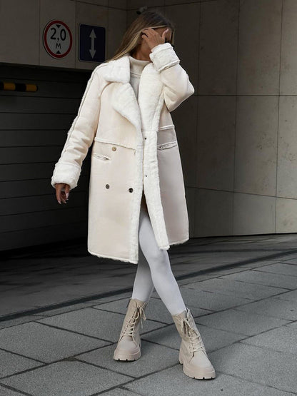 Manteau Long Teddy Élégant pour Femme – Manteau d’Hiver Oversize en Fausse Fourrure