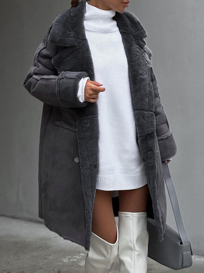 Manteau Long Teddy Élégant pour Femme – Manteau d’Hiver Oversize en Fausse Fourrure