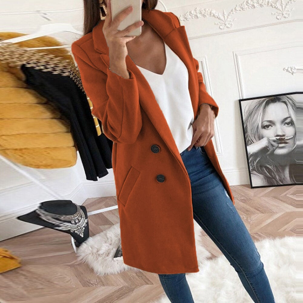 Manteau Long En Laine Élégant Pour Femme – Vêtement Chaud Chic Hiver