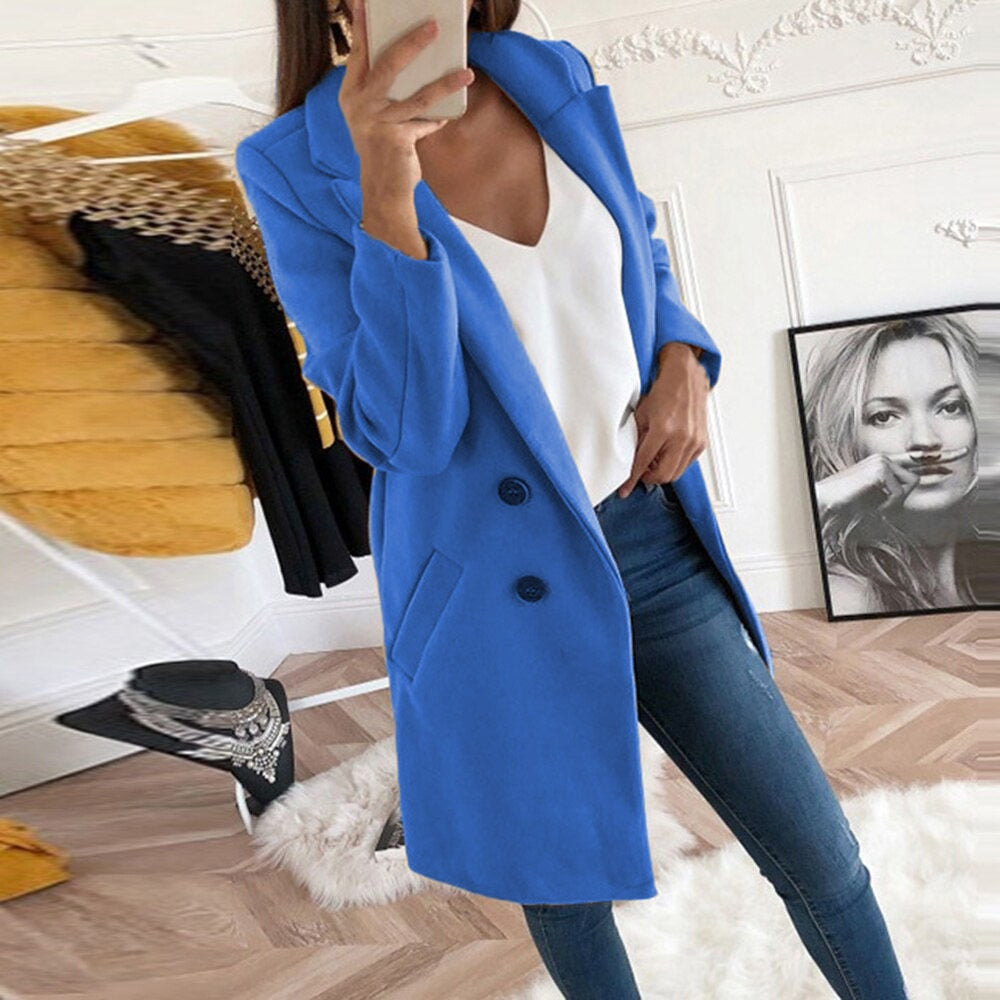 Manteau Long En Laine Élégant Pour Femme – Vêtement Chaud Chic Hiver