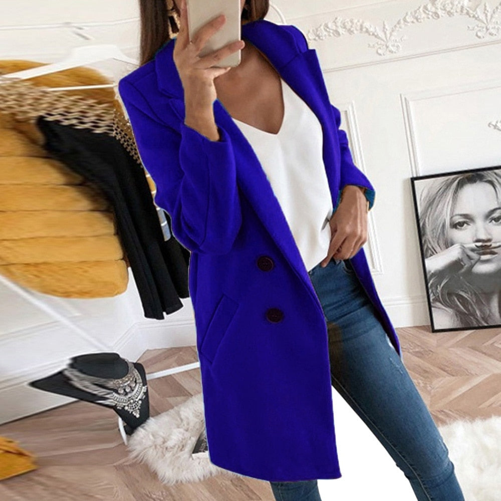 Manteau Long En Laine Élégant Pour Femme – Vêtement Chaud Chic Hiver