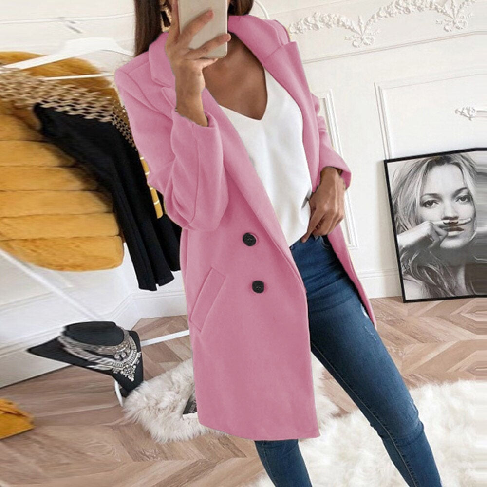 Manteau Long En Laine Élégant Pour Femme – Vêtement Chaud Chic Hiver