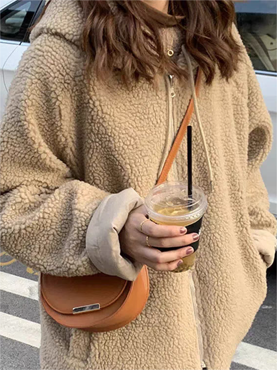 Parka Femme Élégante en Polaire Épaisse – Manteau Oversize à Capuche