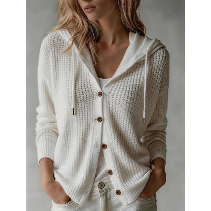 Cardigan da donna abbottonato con cappuccio - Morbido e pratico
