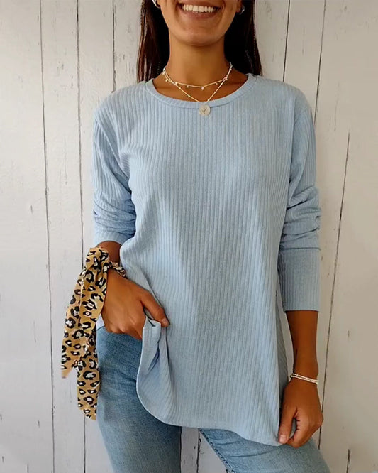 Haut en Maille Femme à Manches Longues et Col Rond - Pull Doux pour le Quotidien