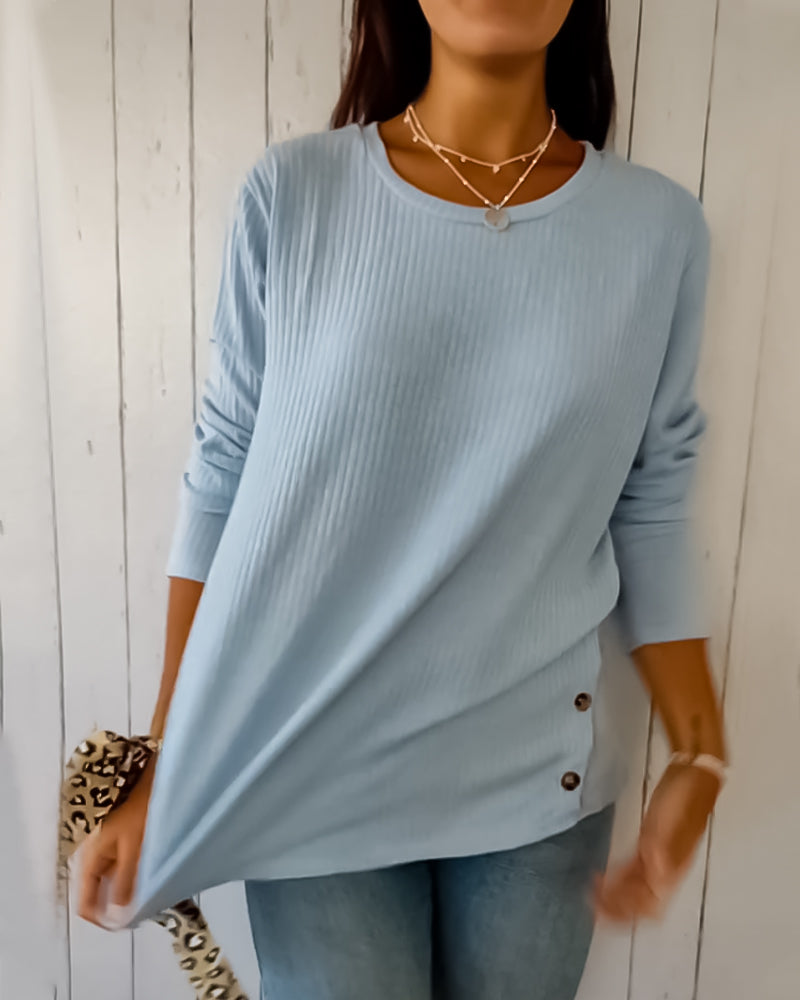 Haut en Maille Femme à Manches Longues et Col Rond - Pull Doux pour le Quotidien