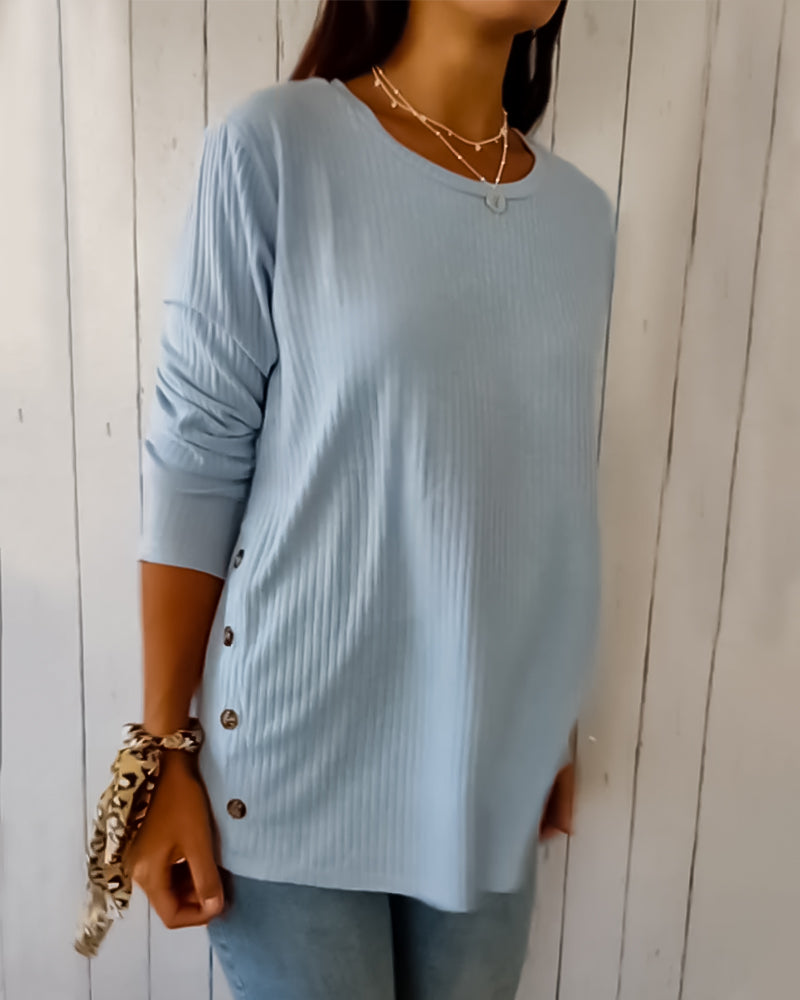 Haut en Maille Femme à Manches Longues et Col Rond - Pull Doux pour le Quotidien
