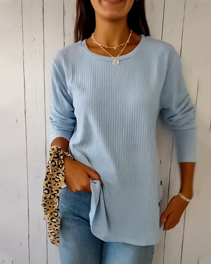 Haut en Maille Femme à Manches Longues et Col Rond - Pull Doux pour le Quotidien