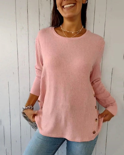 Haut en Maille Femme à Manches Longues et Col Rond - Pull Doux pour le Quotidien