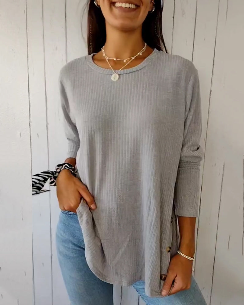 Haut en Maille Femme à Manches Longues et Col Rond - Pull Doux pour le Quotidien