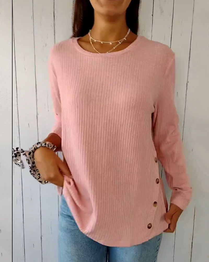 Haut en Maille Femme à Manches Longues et Col Rond - Pull Doux pour le Quotidien