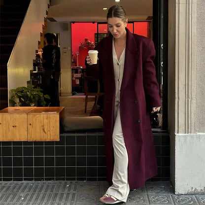 Trench largo oversize para mujer con solapas anchas - Estilo urbano, elegante y moderno
