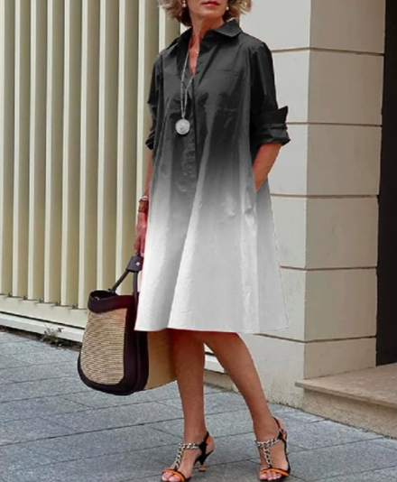 Vestido camisa para mujer con lunares polka dot – Corte fluido y elegante en mezcla de algodón