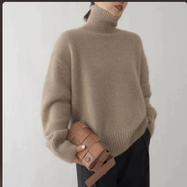 Pull col roulé oversize en cachemire pour femme – Doux, chaud, élégant et décontracté