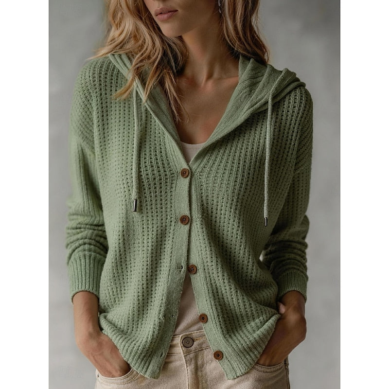 Cardigan da donna abbottonato con cappuccio - Morbido e pratico