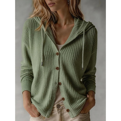 Cardigan da donna abbottonato con cappuccio - Morbido e pratico
