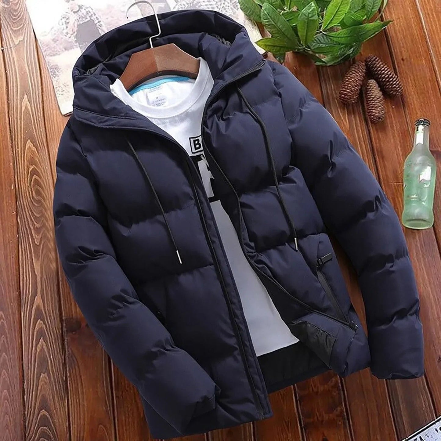 Veste Matelassée à Capuche pour Homme – Extérieur Hiver Durable et Chaud