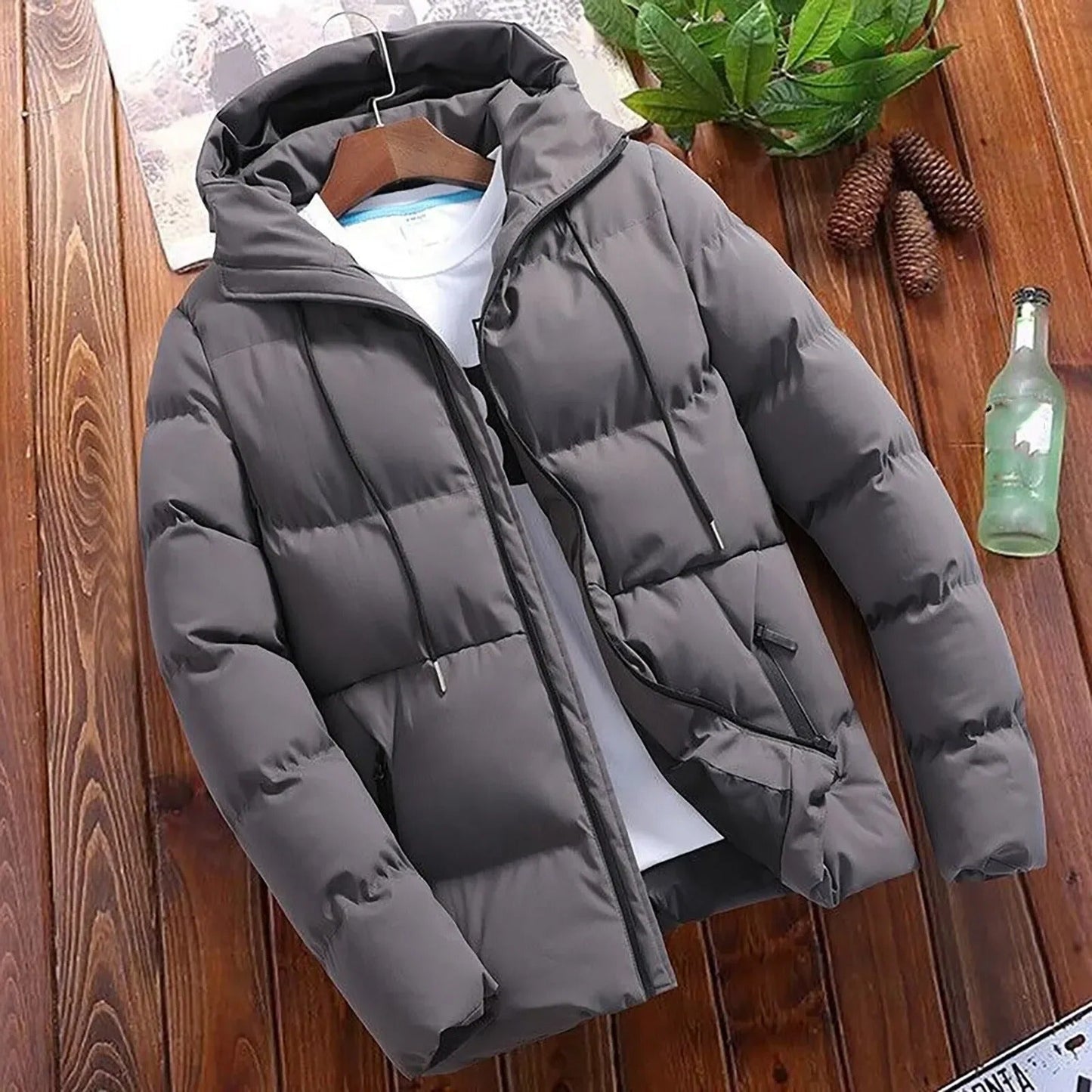 Veste Matelassée à Capuche pour Homme – Extérieur Hiver Durable et Chaud