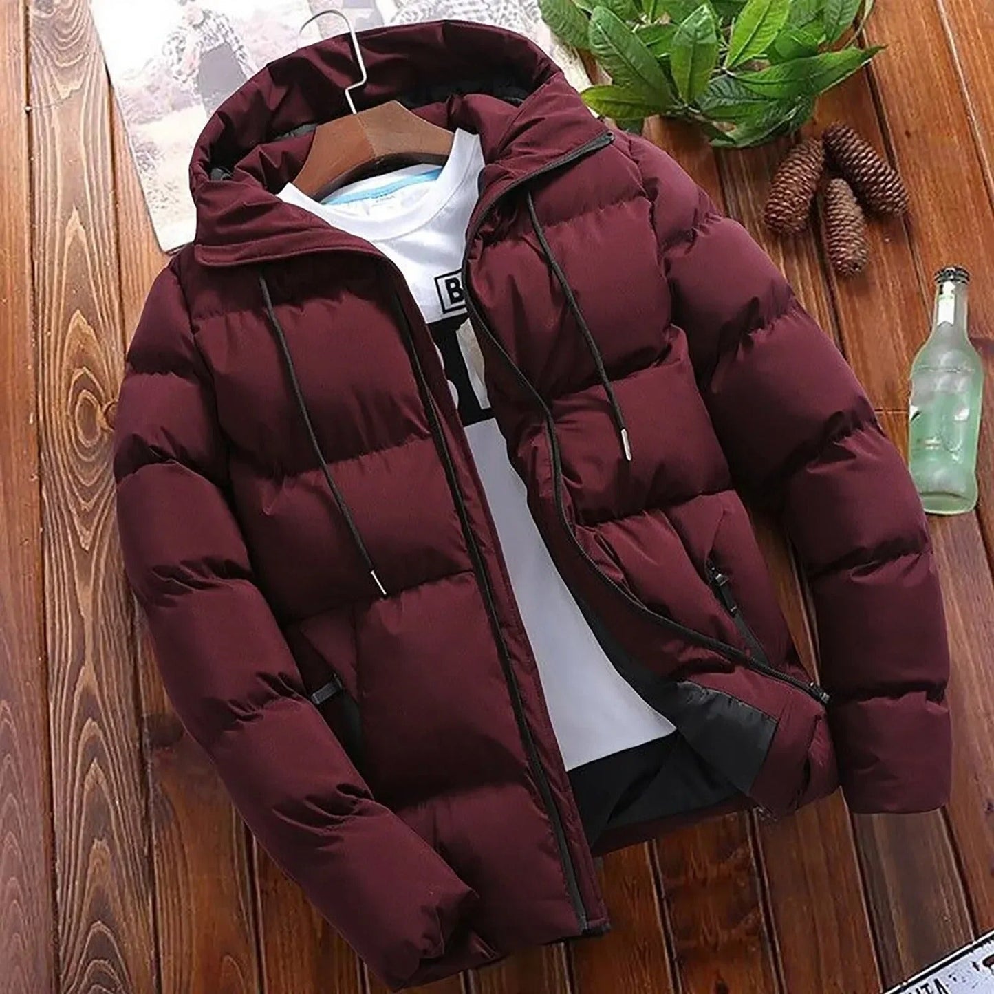 Veste Matelassée à Capuche pour Homme – Extérieur Hiver Durable et Chaud