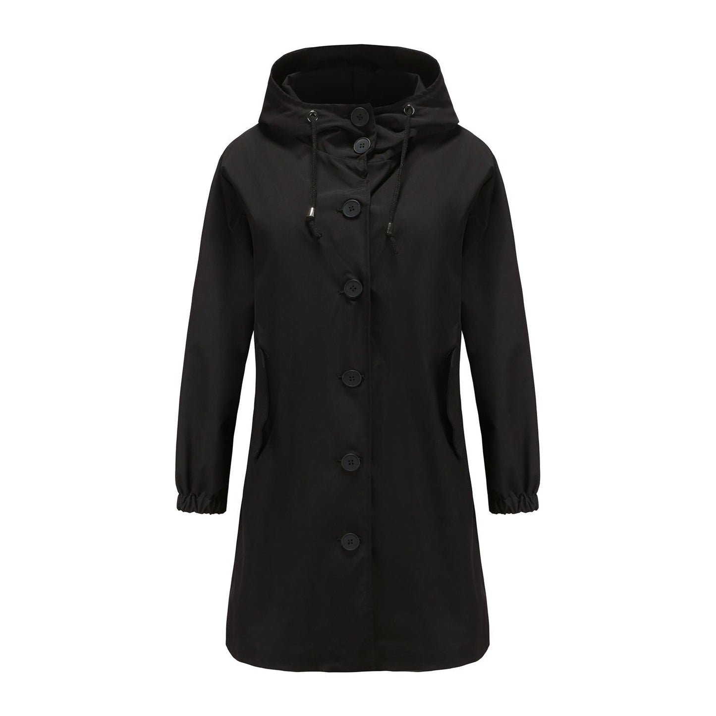 Manteau Long pour Femme avec Boutons et Capuche