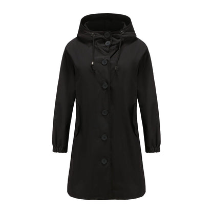 Manteau Long pour Femme avec Boutons et Capuche