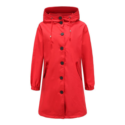 Manteau Long pour Femme avec Boutons et Capuche
