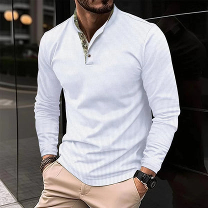 Chemise Henley à Manches Longues Élégante pour Homme – Col Montant Premium