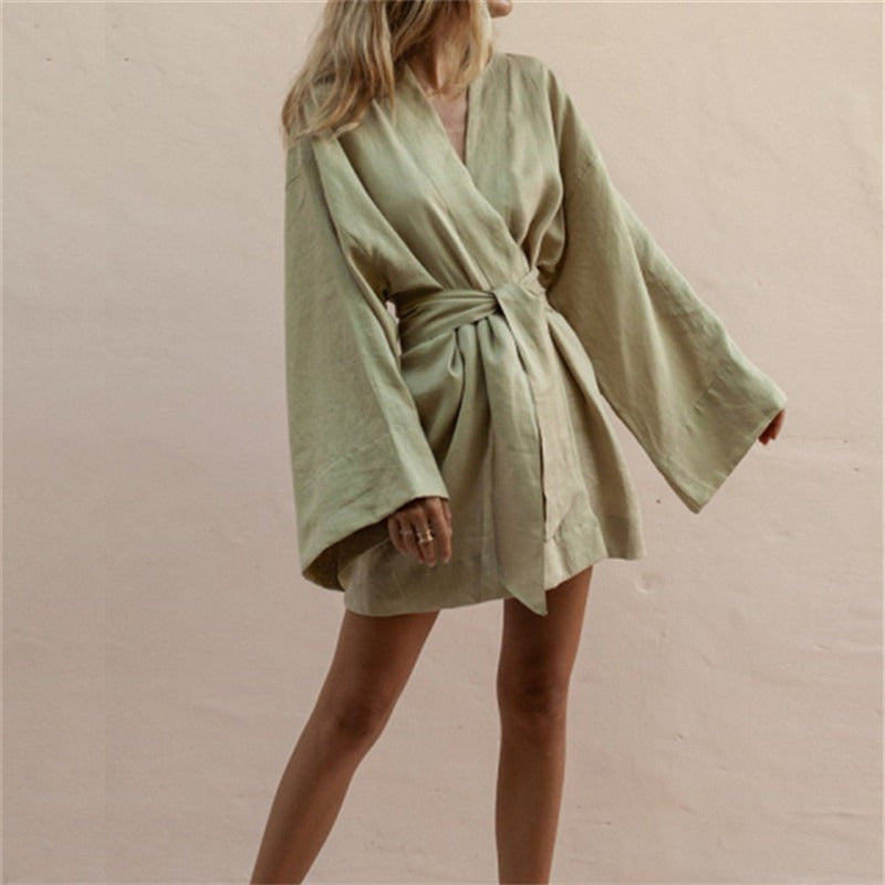 Veste Kimono Kaki pour Femme