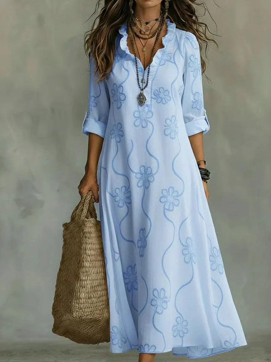 Women's Long Floral Summer Dress - Flowing and Radiant
