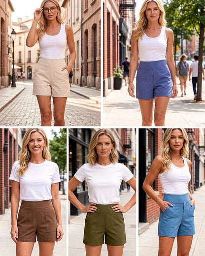 Short femme taille haute a poches profondes - Pratique et estival