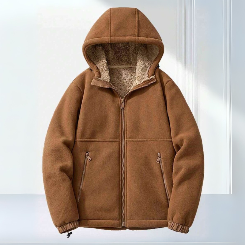 Veste d’Hiver en Polaire Premium pour Homme – Capuche et Poches à Fermeture Éclair