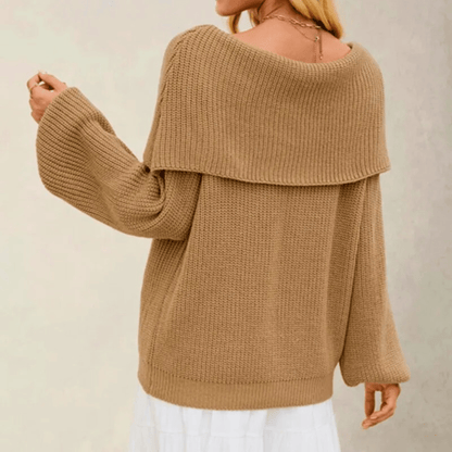 Off-the-shoulder women’s sweater in soft knitwear