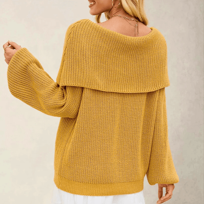 Off-the-shoulder women’s sweater in soft knitwear