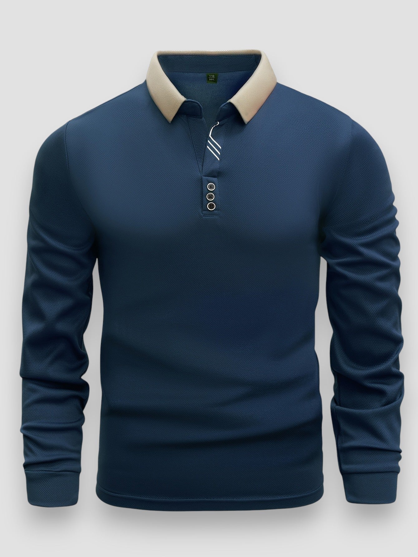 Polo Homme Ajusté Manches Longues – Col Montant Élégant Moderne