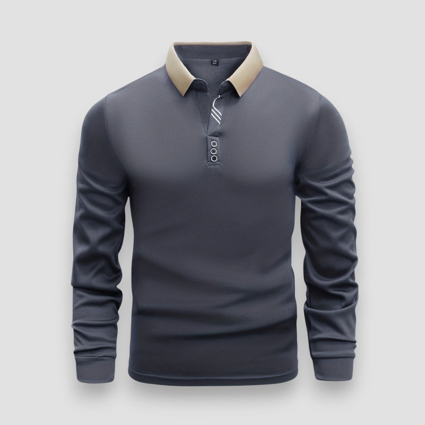 Polo Homme Ajusté Manches Longues – Col Montant Élégant Moderne