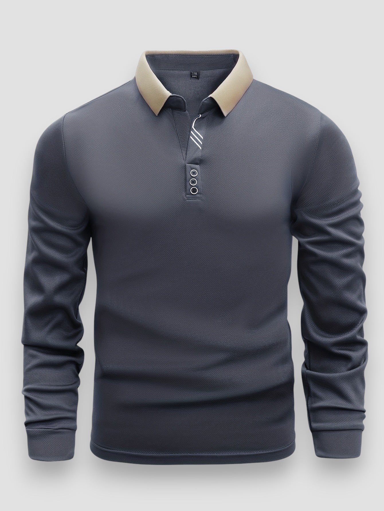 Polo Homme Ajusté Manches Longues – Col Montant Élégant Moderne