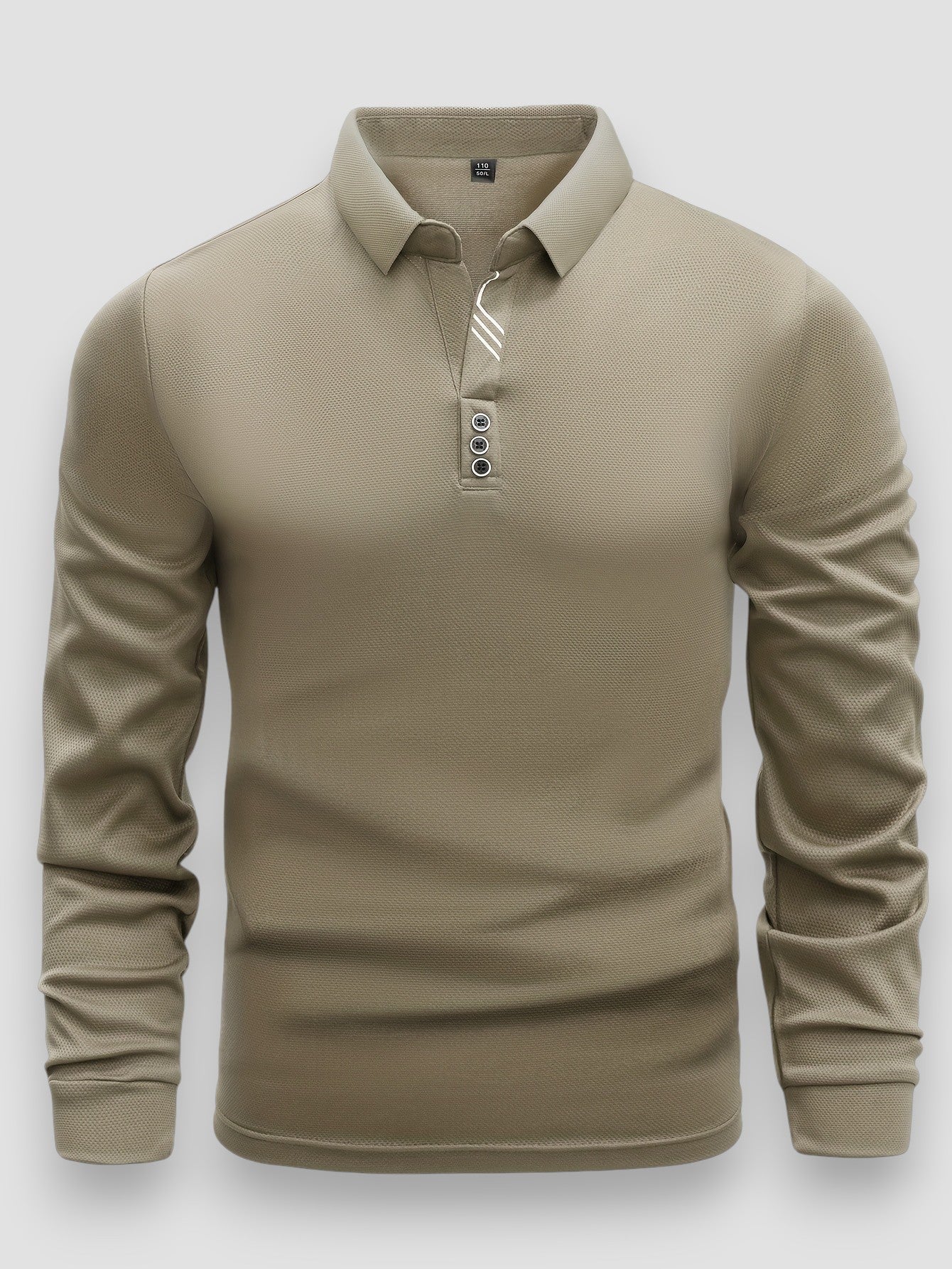 Polo Homme Ajusté Manches Longues – Col Montant Élégant Moderne