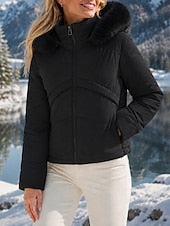 Parka corta de mujer con capucha desmontable - Cálida y práctica