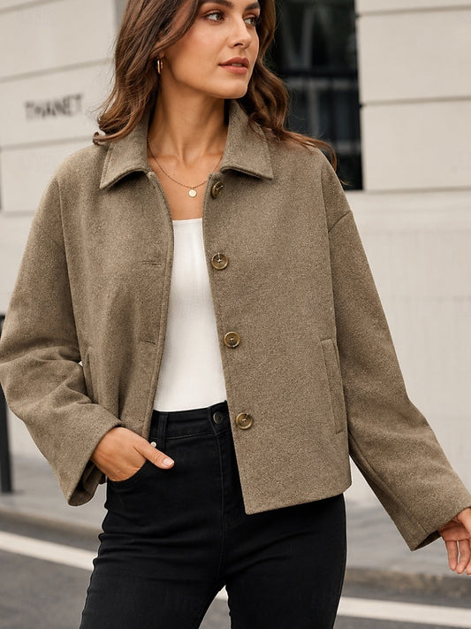Manteau court femme a boutons - Classique et confortable